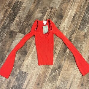 Red/Orange Long Sleeve Ribbed Top